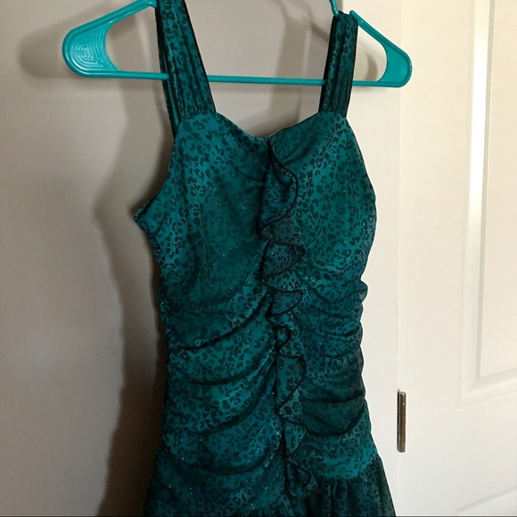 🆕Amy Byer Cheetah Sparkle Party Dress Blue/ Green - Picture 2 of 5